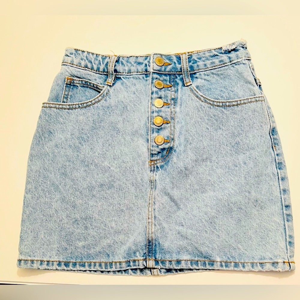 Mini Blue Denim  Button-Up Skirt by J Galt